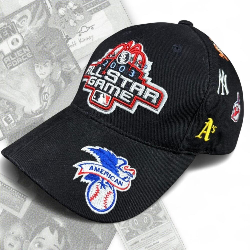 2003 Black Graphic Embroidered‎ Patches MLB American Strapback Baseball Cap